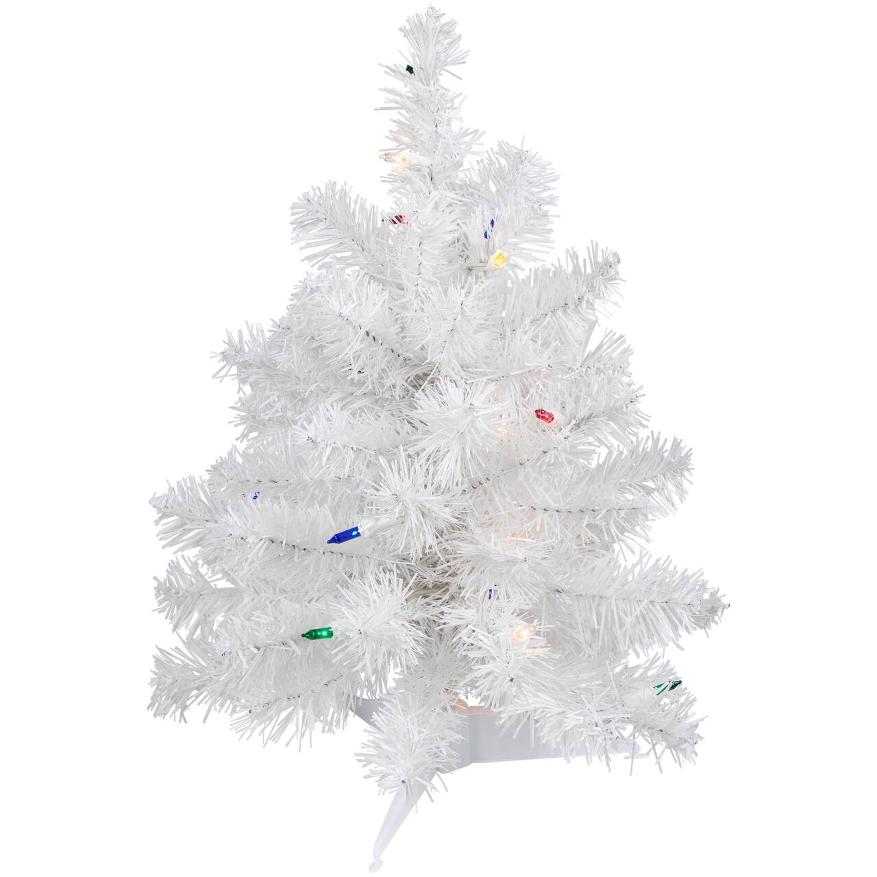 18" Pre-Lit Snow White Artificial Christmas Tree, Multicolor Lights